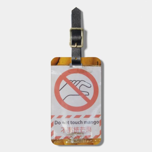 Grappig bord 'Mango niet aanraken' Bagagelabel (Voorkant verticaal)