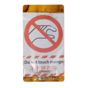 Grappig bord 'Raak mango niet aan' Etiket
