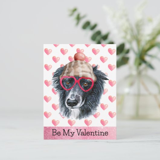 Grappig border collie be my Valentijn Dog Valentij Feestdagenkaart (Staand voorkant)