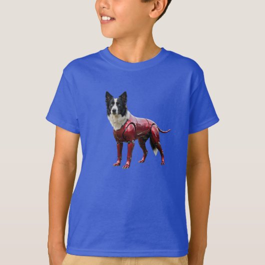 Grappig Border Collie Robot Kinder T-Shirt (Voorkant)
