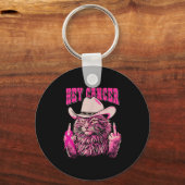 Grappig Borstkanker Bewustzijn Western Roze Kat Wo Sleutelhanger (Voorkant)