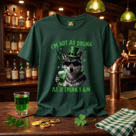 Grappig bosgroen Ik ben niet zo dronken wolf St. P T-shirt