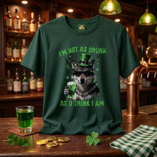 Grappig bosgroen Ik ben niet zo dronken wolf St. P T-shirt