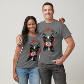 Grappig Boston Terrier Hond Vampier Halloween Kost T-shirt (Unisex)