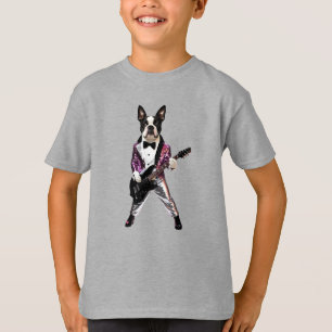 Grappig Boston Terrier Rockster Kinder T-Shirt