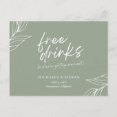 Grappig botanische, vrije Drinken die de datum bew Aankondigingskaart (Voorkant)