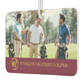 Grappig Bourgondisch Monogram Golf Foto Luchtverfrisser (Links)