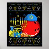 Grappig Bowlen LL Menorah en Dreidel Lelijke Chano Poster (Voorkant)