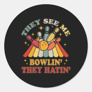 Grappig bowlen ze zien me bowlen' ze haten 'Vint Ronde Sticker