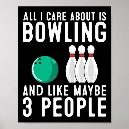 Grappig Bowling cadeau voor vrouwen Mannen Cool Bo Poster (Voorkant)