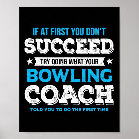 Grappig Bowling Game Design voor Coach - Mannen Poster (Voorkant)