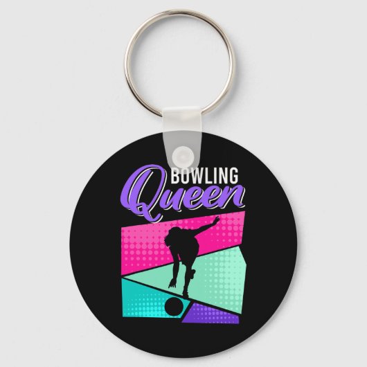 Grappig Bowling Gezegde Bowling Queen Vrouwen Bowl Sleutelhanger (Voorkant)