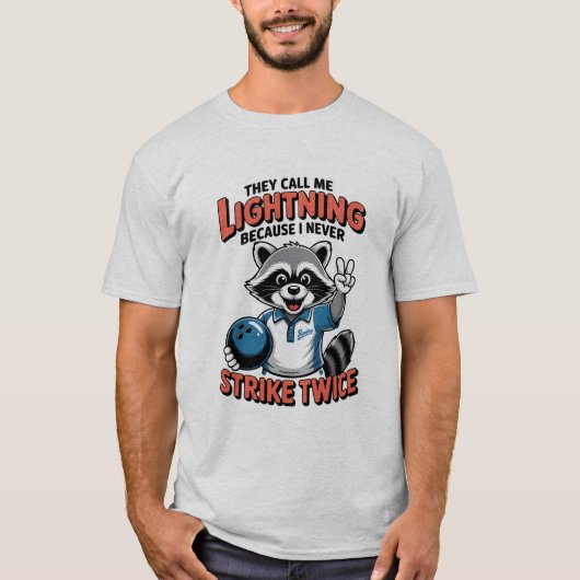 Grappig Bowling Gezegde Lightning Strike Twee keer T-shirt (Voorkant)