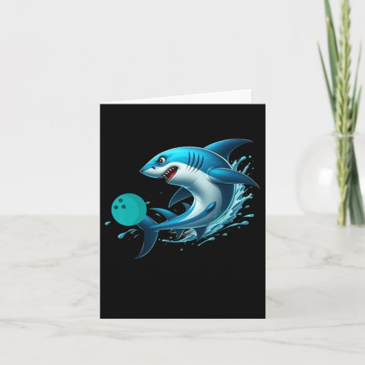 Grappig Bowling Graphic Bowling Shark spelen Bowli Kaart (Voorkant)