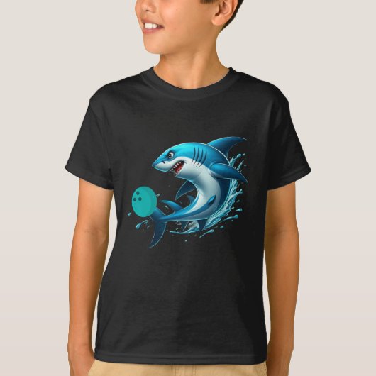 Grappig Bowling Graphic Bowling Shark spelen Bowli T-shirt (Voorkant)