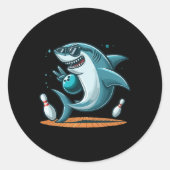 Grappig Bowling Graphic Shark Bowling Design Grapp Ronde Sticker (Voorkant)