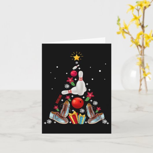 Grappig Bowling Kerstboom Ornament Decor Vrolijk Kaart (Gele Bloem)