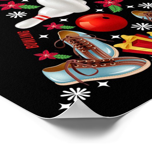 Grappig Bowling Kerstboom Ornament Decor Vrolijk Poster (Hoek)