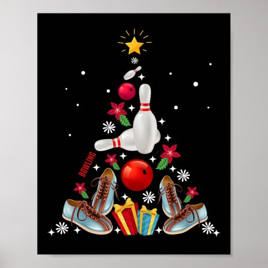 Grappig Bowling Kerstboom Ornament Decor Vrolijk Poster (Voorkant)