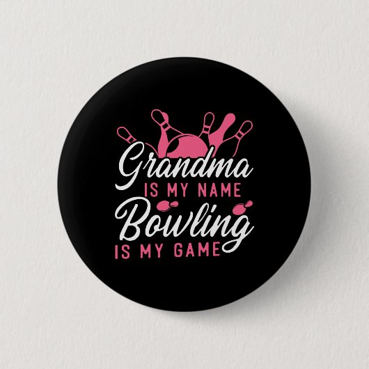 Grappig bowling oma is mijn naam bowling ik ronde button 5,7 cm (Voorkant)