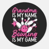 Grappig bowling oma is mijn naam bowling ik ronde sticker (Voorkant)