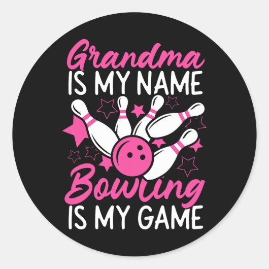 Grappig bowling oma is mijn naam bowling ik ronde sticker (Voorkant)