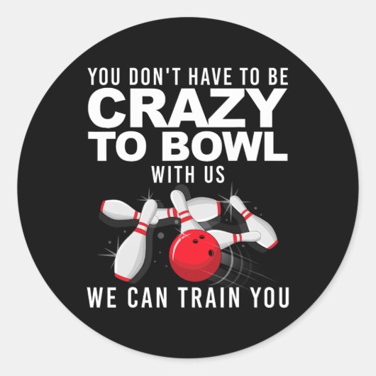 Grappig Bowling ontwerp voor mannen vrouwen Kinder Ronde Sticker (Voorkant)