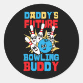 Grappig Bowling Peuter Daddy's Future Bowling Budd Ronde Sticker (Voorkant)