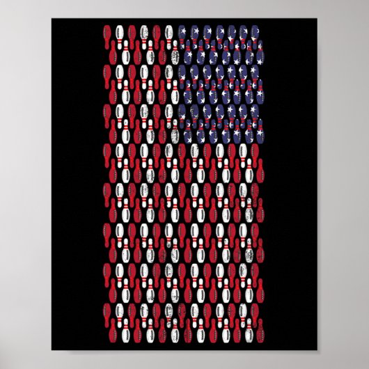 Grappig Bowling Pin Amerikaanse vlag ontwerp Poster (Voorkant)
