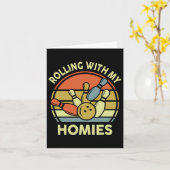 Grappig bowling-shirt rollen met mijn homies kaart (Gele Bloem)