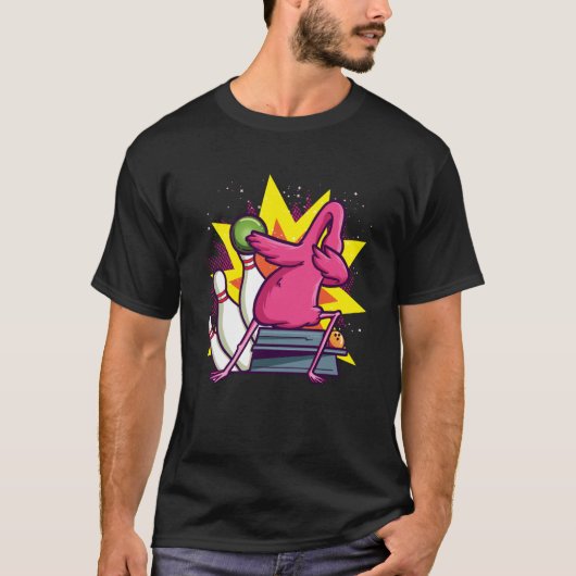 Grappig bowling shirt voor kinderen, flamingo bowl (Voorkant)