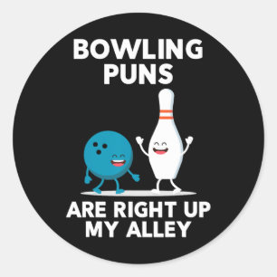 Grappig Bowling Shirt voor mannen, vrouwen en Kind Ronde Sticker