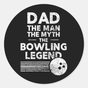Grappig bowling Shirt voor papa het Man de mythe Ronde Sticker