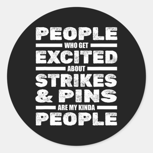Grappig Bowling speler team slaat pinnen - Bowler  Ronde Sticker (Voorkant)