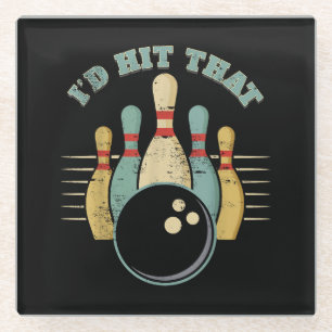 Grappig Bowling T-shirt Ik zou die grappige T rak Glazen Onderzetter