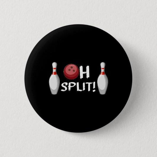Grappig Bowling Ten Pin Lachende Bowler Oh Split H Ronde Button 5,7 Cm (Voorkant)