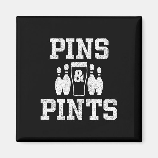 Grappig bowlingbier Drink bowler pins en pints Magneet (Voorkant)
