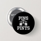 Grappig bowlingbier Drink bowler pins en pints Ronde Button 5,7 Cm (Voorkant /achterkant)