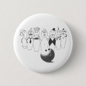 Grappig bowlingpinkarakters. ronde button 5,7 cm (Voorkant)