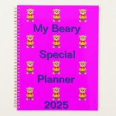 Grappig Bowtie Beer op Roze Planner (Voorkant)