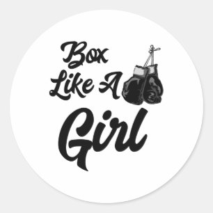 Grappig Box Als Een Meisje T Shirt T Shirt Bokshan Ronde Sticker