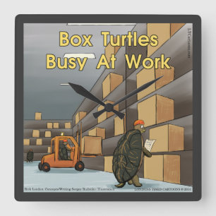 Grappig box Turtle Square Wall klok