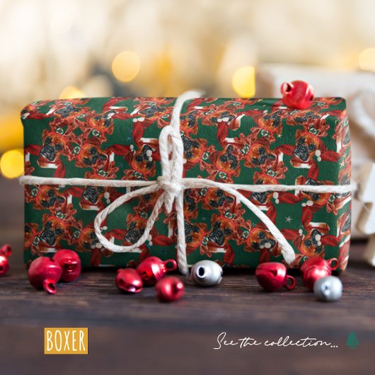 Grappig Boxer Ras Kerst Patroon Cadeaupapier