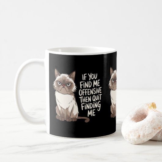 Grappig Boze Grumpy Voor Katten Eigenaren Kat Moed Koffiemok (Met donut)