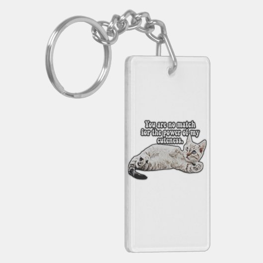 Grappig boze kat meme voor eigenaars van katten en sleutelhanger (Voorkant Links)