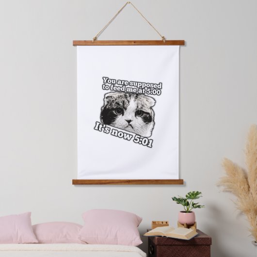 Grappig boze kat-meme voor eigenaars van katten hangend wandkleed (Slaapkamer)
