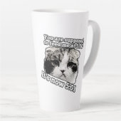 Grappig boze kat-meme voor eigenaars van katten latte mok (Rechterhoek)