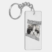 Grappig boze kat-meme voor eigenaars van katten sleutelhanger (Voorkant Links)