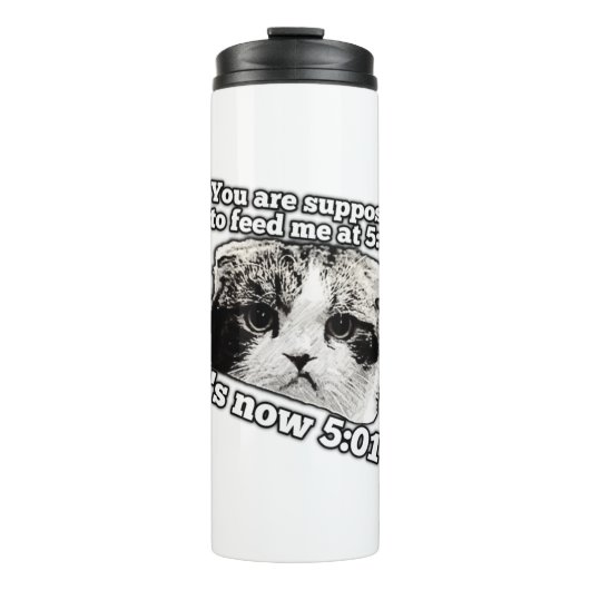 Grappig boze kat-meme voor eigenaars van katten thermosbeker (Voorkant)