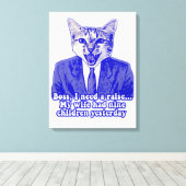 Grappig boze kat meme voor kat-liefhebbers canvas afdruk (Insitu (Houten vloer))